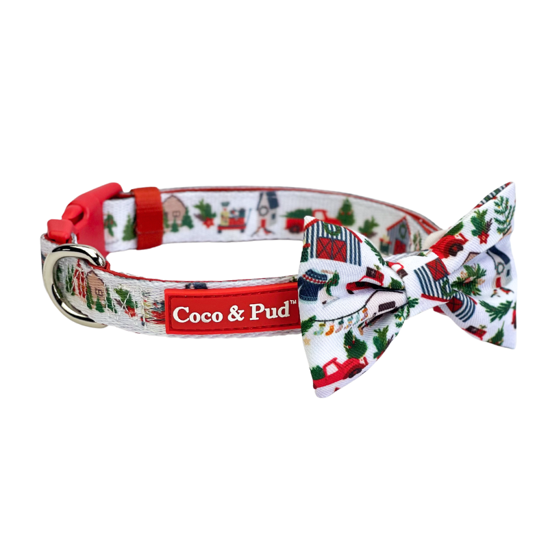 Christmas dog top collar with bow