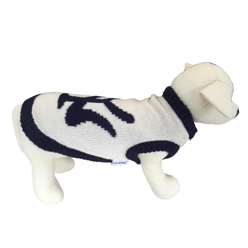 Coco & Pud New York Dog Sweater - Cream/ Navy - Coco & Pud