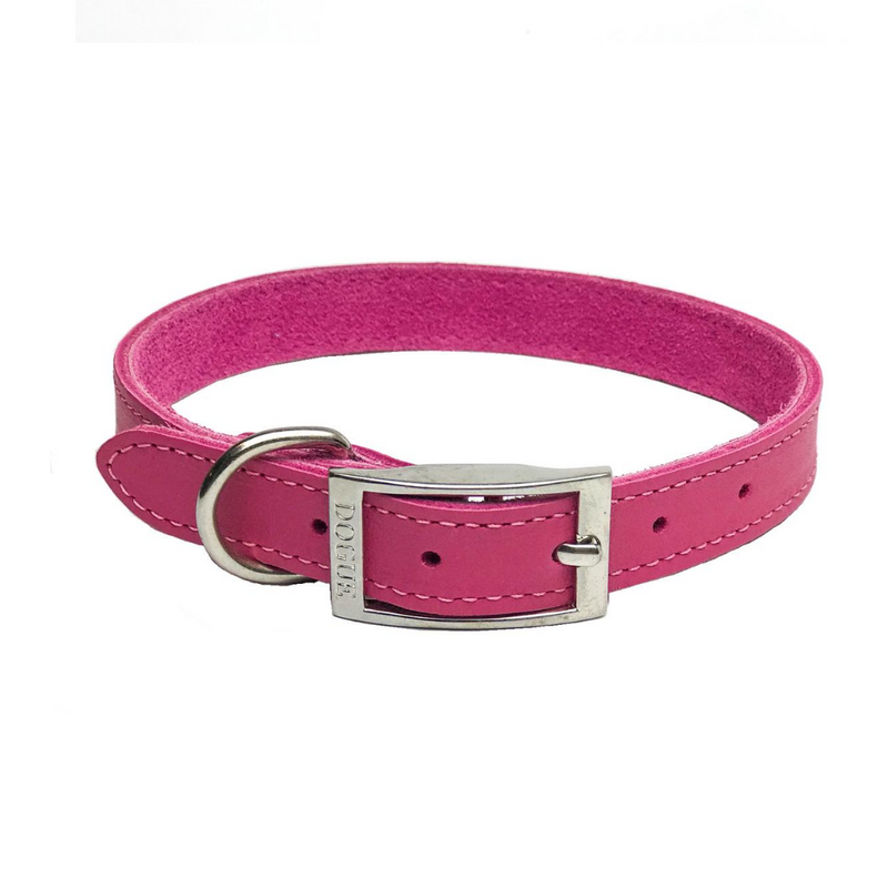 DOGUE Plain Jane Leather Dog Collar -Fuschia