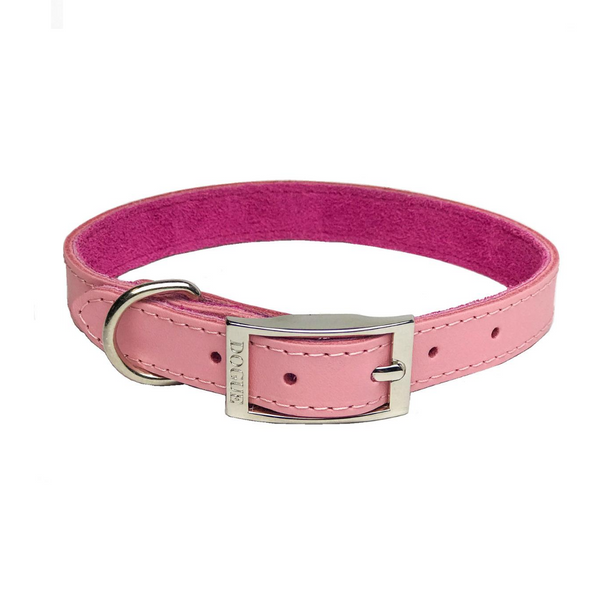 DOGUE Plain Jane Leather Dog Collar -Pink