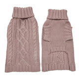 Coco & Pud Cable Dog Sweater Rose Front & back