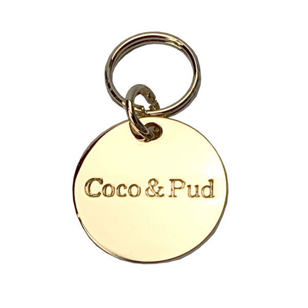 Coco & Pud Round Cat ID Tag Gold