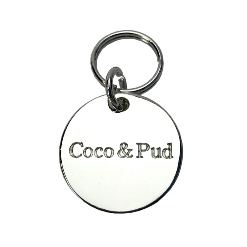 Coco & Pud Round Cat ID Tag Silver