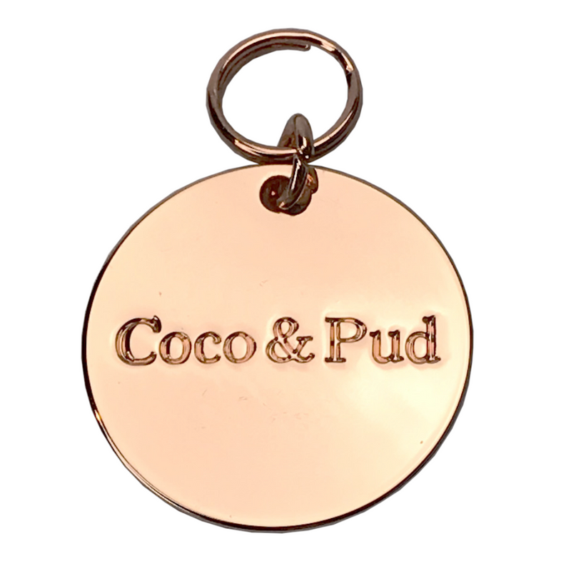 Coco & Pud Round Dog ID Tag Rose Gold