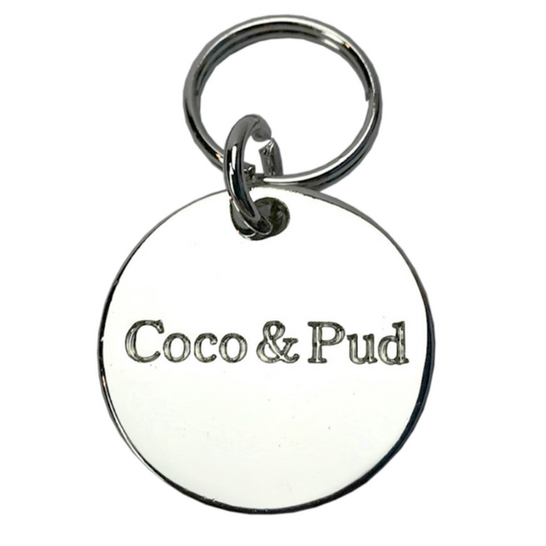 Coco & Pud Round Dog ID Tag Silver