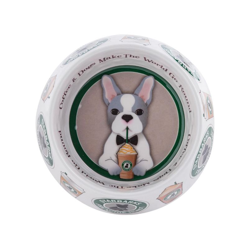 Coco & Pud Starbarks Frenchie Roast Dog Bowl from above- Haute Diggity Dog