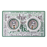 Coco & Pud Starbarks Frenchie Roast Dog Bowl on matching placemat from above - Haute Diggity Dog