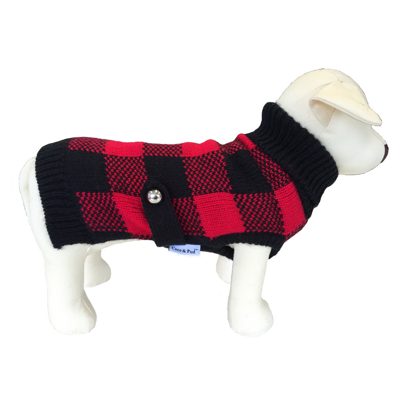 Coco & Pud Boston Dog Sweater - Red/ Black - Coco & Pud