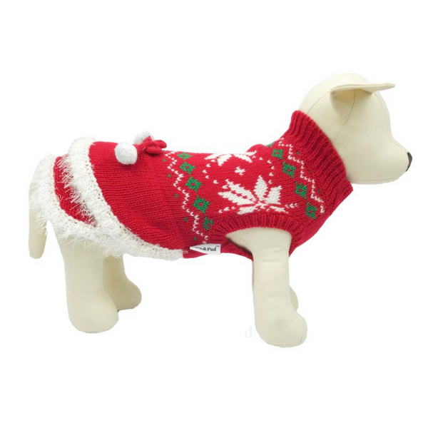 Coco & Pud Christmas Snowflake & Pom Pom Dog Sweater - Coco & Pud