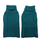 Coco & Pud Cable Dog Sweater Teal front & Back