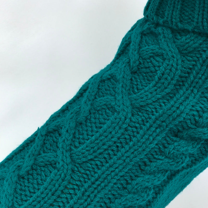 Coco & Pud Cable Dog Sweater Teal Texture