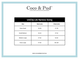 Coco & Pud Uniclip Lite Harness Size Chart