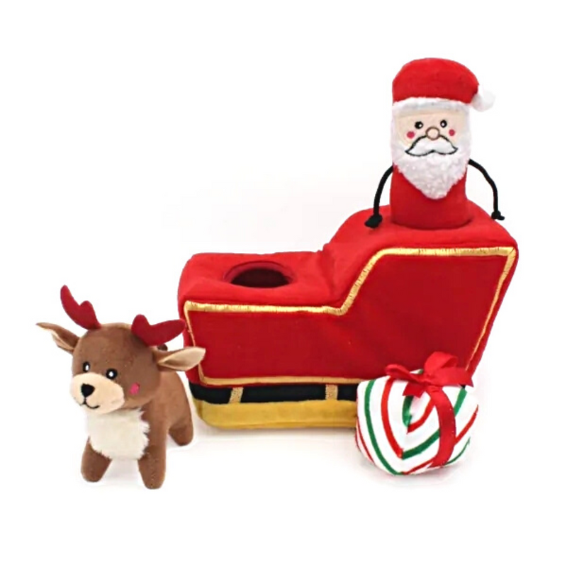 Zippy Paws Santa's Sleigh Interactive Dog Toy - Coco & Pud