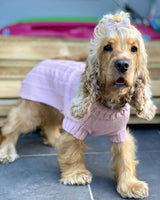 Betti in Coco & Pud Coco Cable Sweater Rose